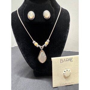 Barse Sterling Silver Necklace & Earrings Set With Mother Of Pearl & Bead Accent
